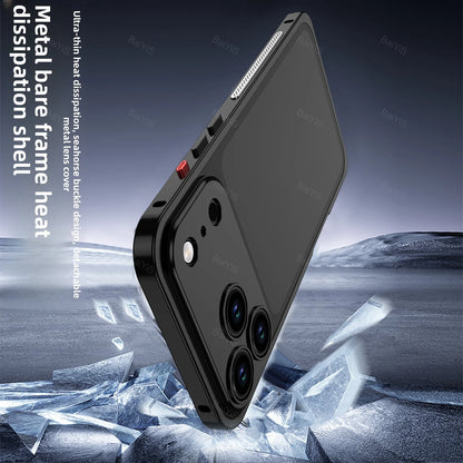 Luxury Metal Alloy Lens Protector Frame Phone Case For iPhone 18 17 16 15 14 13 Pro Max Plus Heat Dissipation Shockproof Cover