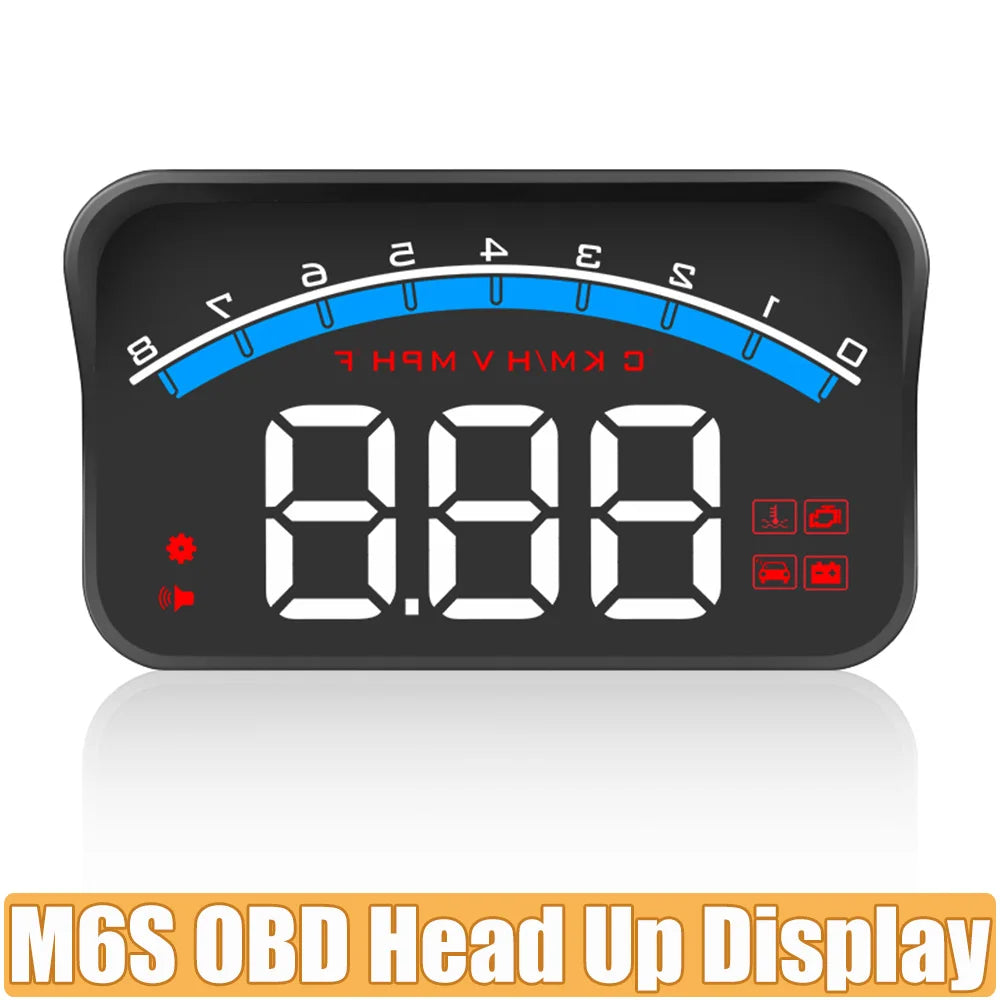 M6S OBD HUD Car Head Up Display Digital Windshield Projector Speedometer on Car Glass Auto Accessories On-board Computer OBD2