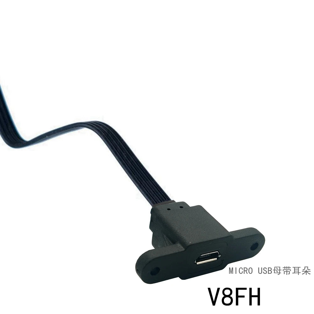 5CM 10CM 20CM MicroUSB panel mounting connector female Micro USB 5-pin.extension cable 30cm 50cm, with screw holes