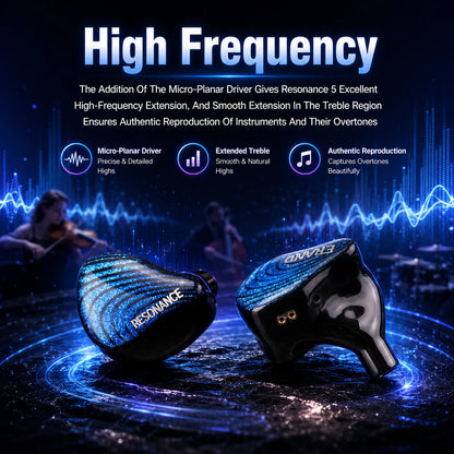 ERAND RESONANCE 5 2DD+2BA+1MP Hybrid IEMs HIFI In-ear Wired Earphones 5-driver 5-tube 5-way Monitor Headphones Earbuds