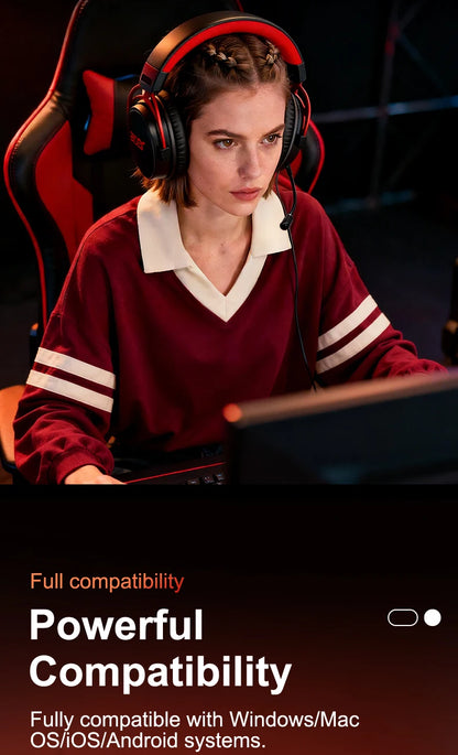 Acer Ohw346 Wired Gaming Headset with Ultra-High-Definition Large Diaphragm Spatial Surround Audio, Soft and Skin-Friendly Materials, Fully Encloses the Ear for Comfortable Wearing Without Applying Pressure on the Head