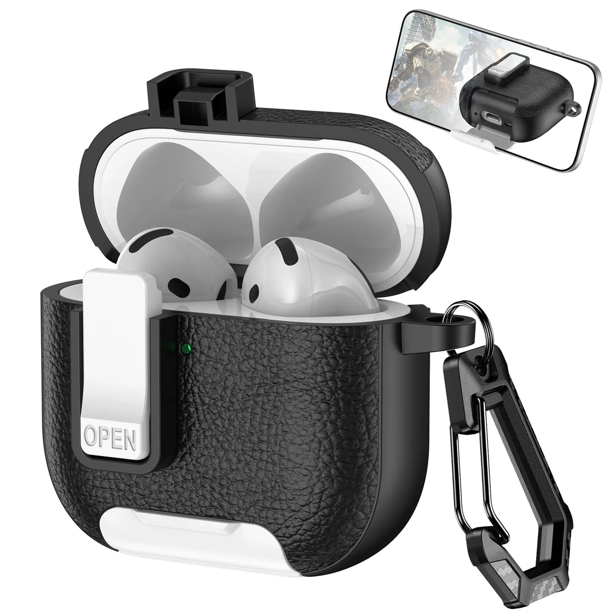 2025 New For AirPods 4 Case Latch wireless Bluetooth earphone Accessories Cover dermatoglyph Mobile phone holder switch Cases 3D