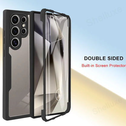 360 Full Body Front+Back Case Shelluxe For Samsung Galaxy S26 S25 Edge S24 S23 Ultra S22 Plus S21 FE Silicone Double Sided Cover