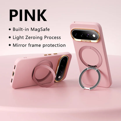 360 Rotating Bracket Liquid Silicone for Magsafe Phone Case for Google Pixel 11 10 Pro XL 10A Magnetic Wireless Charging Cover