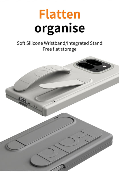 For Google Pixel 10 9 Pro Case Skin Friendly Folding Hinge with Elastic Wrist Band Screen Tempered Film Cover Pixel Fold 2 Stand