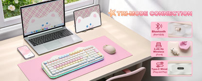 YUNZII C98 Wireless Mechanical Keyboard, 99-Key Hot Swap Gasket Keyboard with Numpad, Custom RGB Backlight,Cute Keeb for Win/Mac