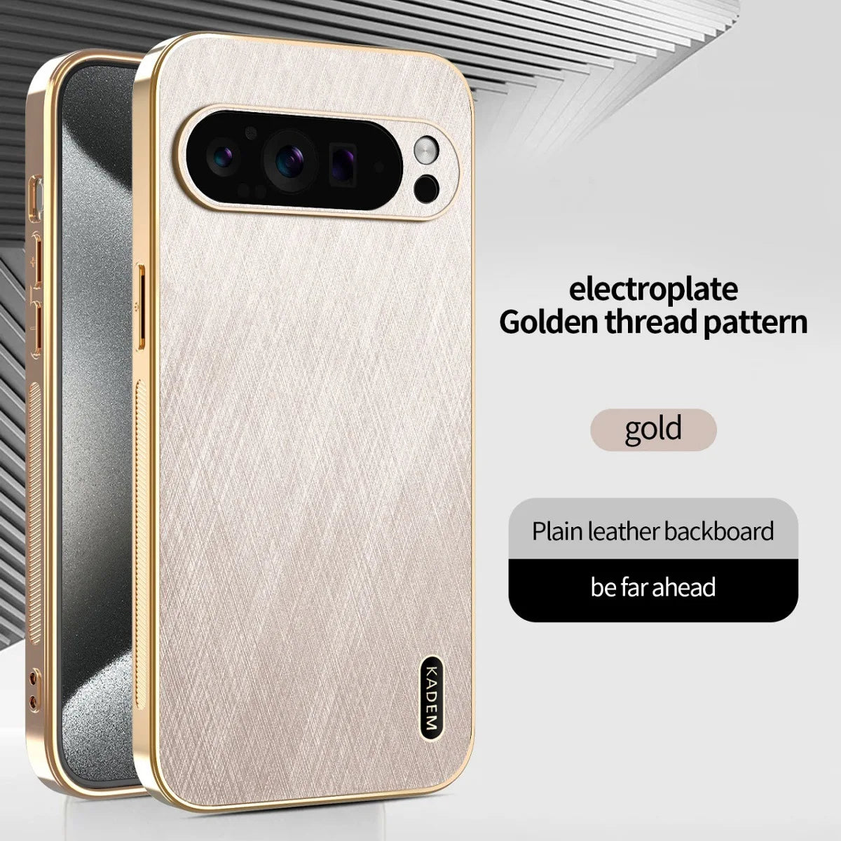 Plating Gold Silk Skin Phone Case for Google Pixel 9 8 7 6 10 Pro XL 8A 7A 6A All Around Protect Shell Leather Shockproof Cover