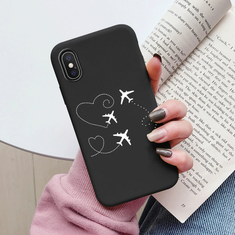Flowers Funda For Phone Case iPhone X XS MAX XR Capa Soft Silicone Cute Cat Bear Back Cover For iPhone XR Bumper Women Anti-Fall