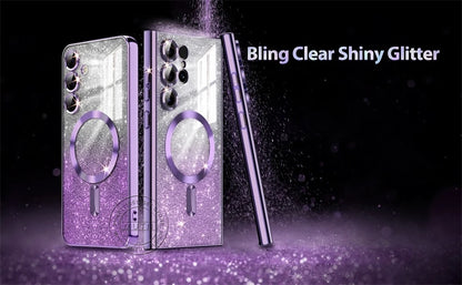 For Samsung Galaxy S26 S25 S24 S23 S22 S21 S20 Plus FE Case Note20 Ultra S24FE Plating Glitter Wireless Bling Cover Girls Women