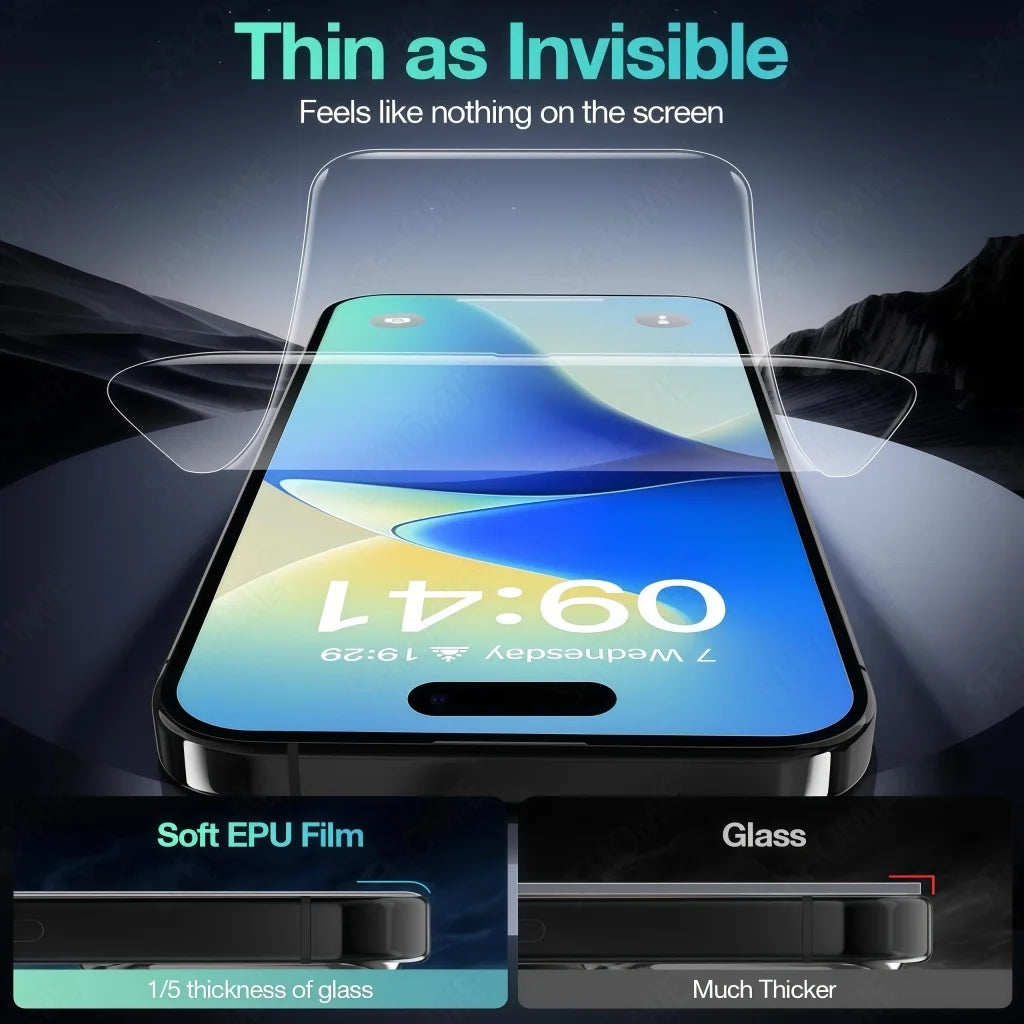 4pcs HD Full Cover Hydrogel Film For iPhone 11 12 13 14 15 16 17 Pro Max 14 15 16 Plus 17 Air Screen Protecton Protection
