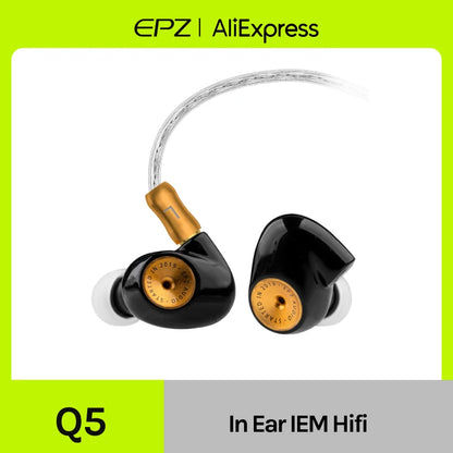 EPZ Q5 Earphones Wired HIFI Ceramic Carbon Nano Moving Coil IEM In Ear Monitor MMCX Detachable Cable Earbuds Gaming Headset