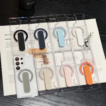 Luxury Card Holder Clear For Magsafe Magnetic Phone Case For Samsung S26 S25 S24 Plus Ultra Bracket Full Bumper Shockproof Cover