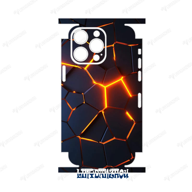 Colorful Decal Skin for iPhone 17 16 15 14 13 12 11 Pro XS Max XR Soft Back Screen Protector 3M Wrap with Side Skin Sticker