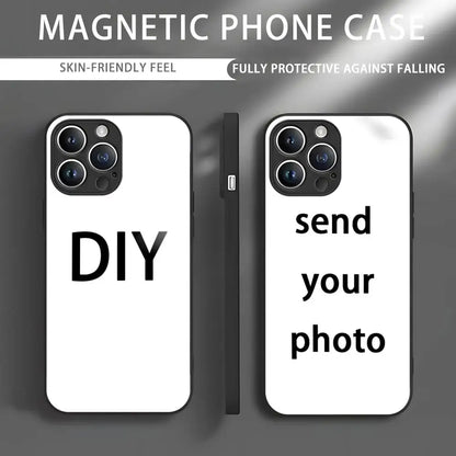 Customized DIY phone cases Phone Case For iPhone 16 15 14 13 12 11 X XR XS XSMAX 8 Plus Mini Pro Max Glass Magnetic Phone Case