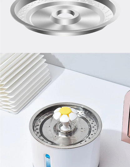 New 3.2L Stainless Steel Cat Water Fountain, USB Auto Smart Pet Drinking Fountain with Visual Water Window, Silent Pump for Cats