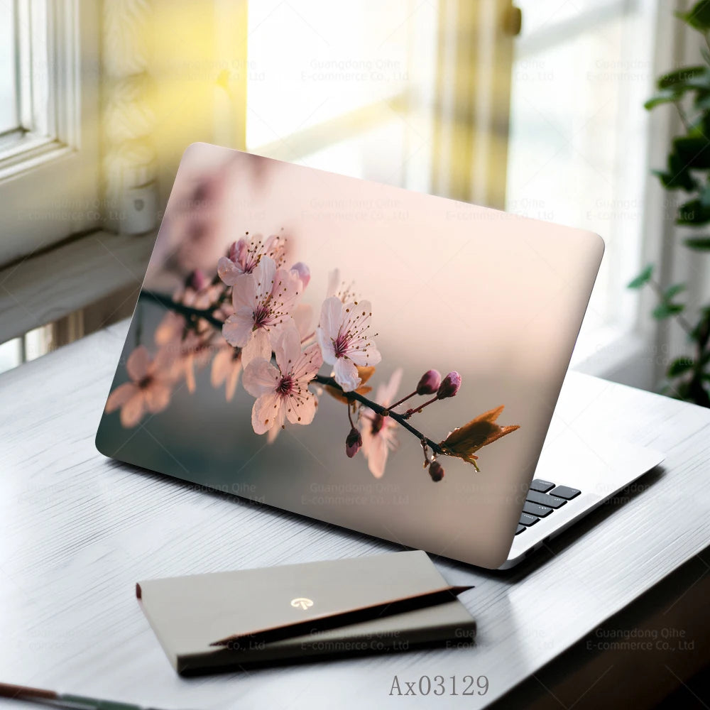 Pink Flower Laptop Stickers Self Adhesive Waterproof Anti Scratch Notebook Cover for Device Notebook MacBook Protective Skins