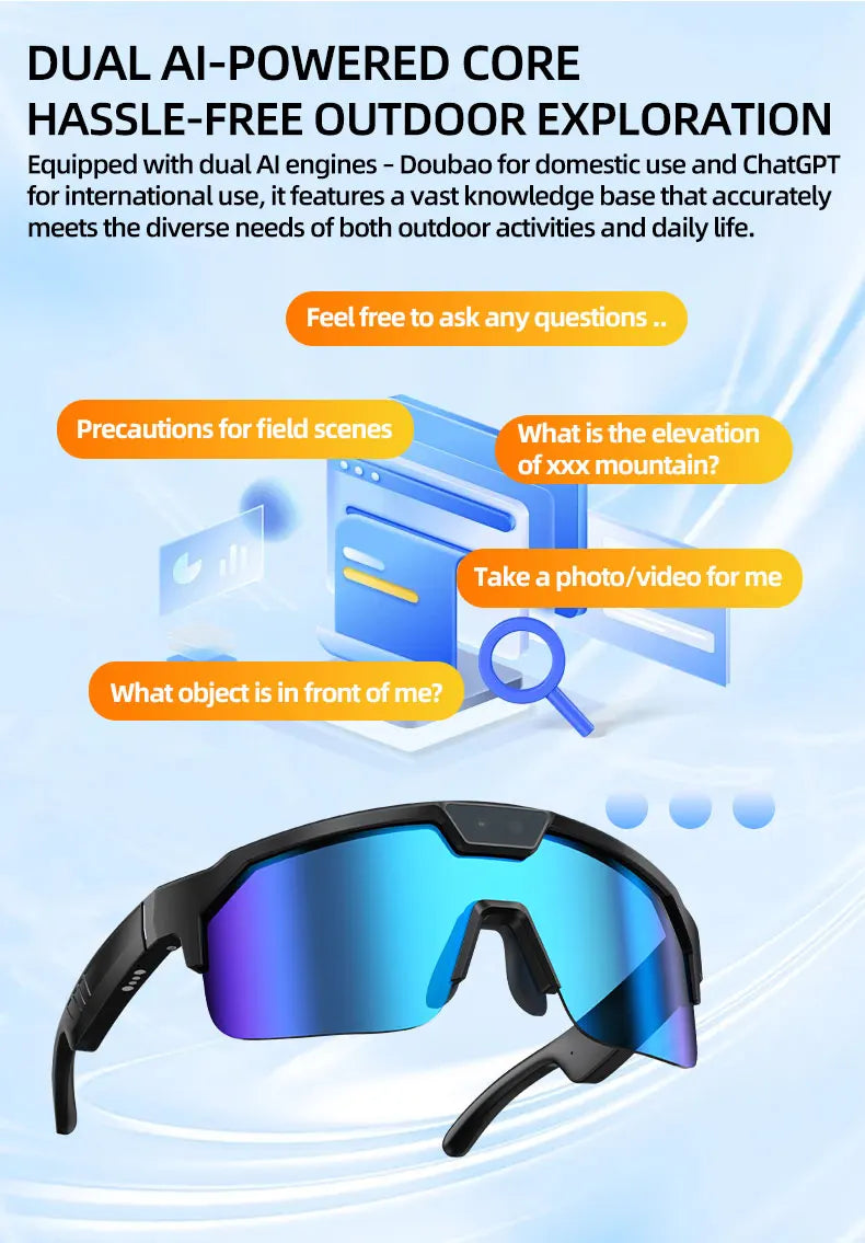 2026 New Smart Glasses Translation Travel Cycling Sports Goggles Anti Blue Light Click Take Photos Videos Smartglasses Outdoor