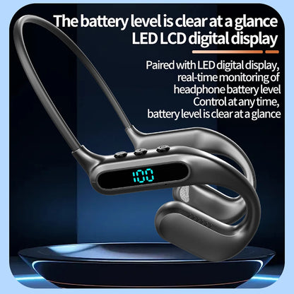 KEBIDUMEI Open Ear Bluetooth 6.0 Headphones Neckband Headsets TWS Wireless Earphones Sport HiFi Stereo Noise Reduction Earbuds