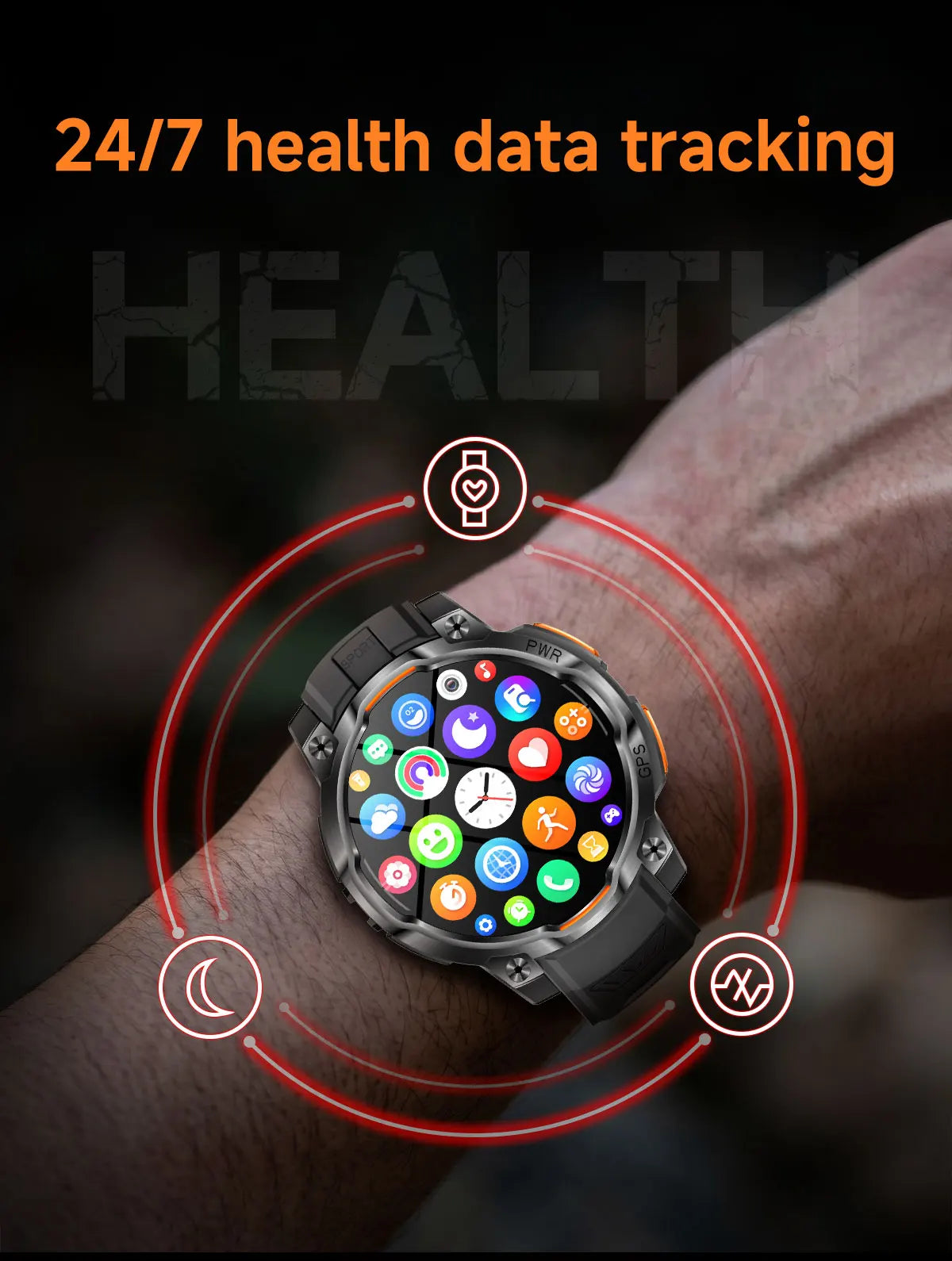 New Technology 2026 Offline Map GPS Smart Watch Men 1200mAh Battery Waterproof Compass Altimeter 100+Sports Military Smart Watch