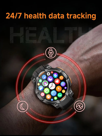 New Technology 2026 Offline Map GPS Smart Watch Men 1200mAh Battery Waterproof Compass Altimeter 100+Sports Military Smart Watch