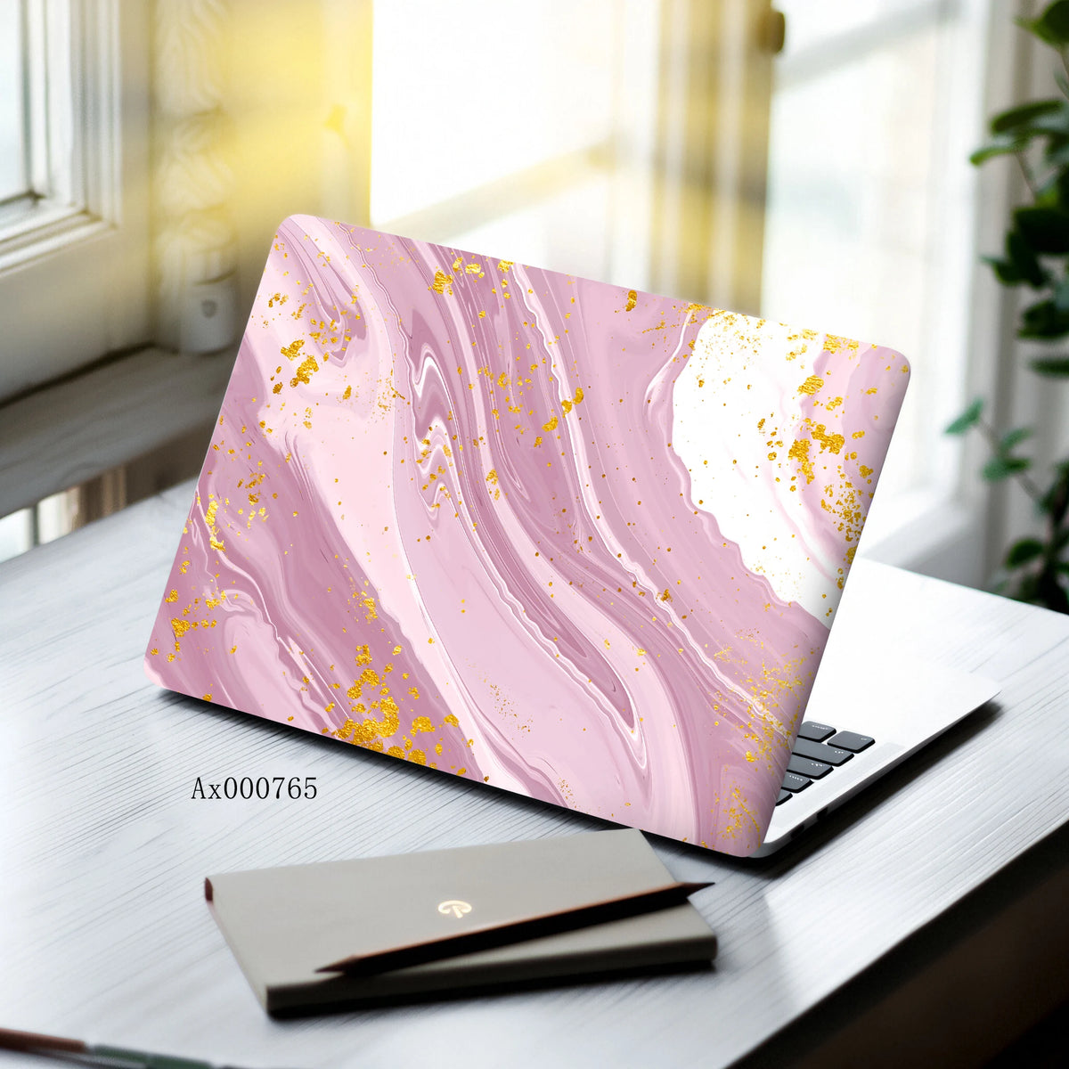 2pcs Luxury Rose Gold Marble Laptop Sticker Self-Adhesive Anti-Scratch Skin MacBook Notebook PC Keyboard Waterproof Skin Decor