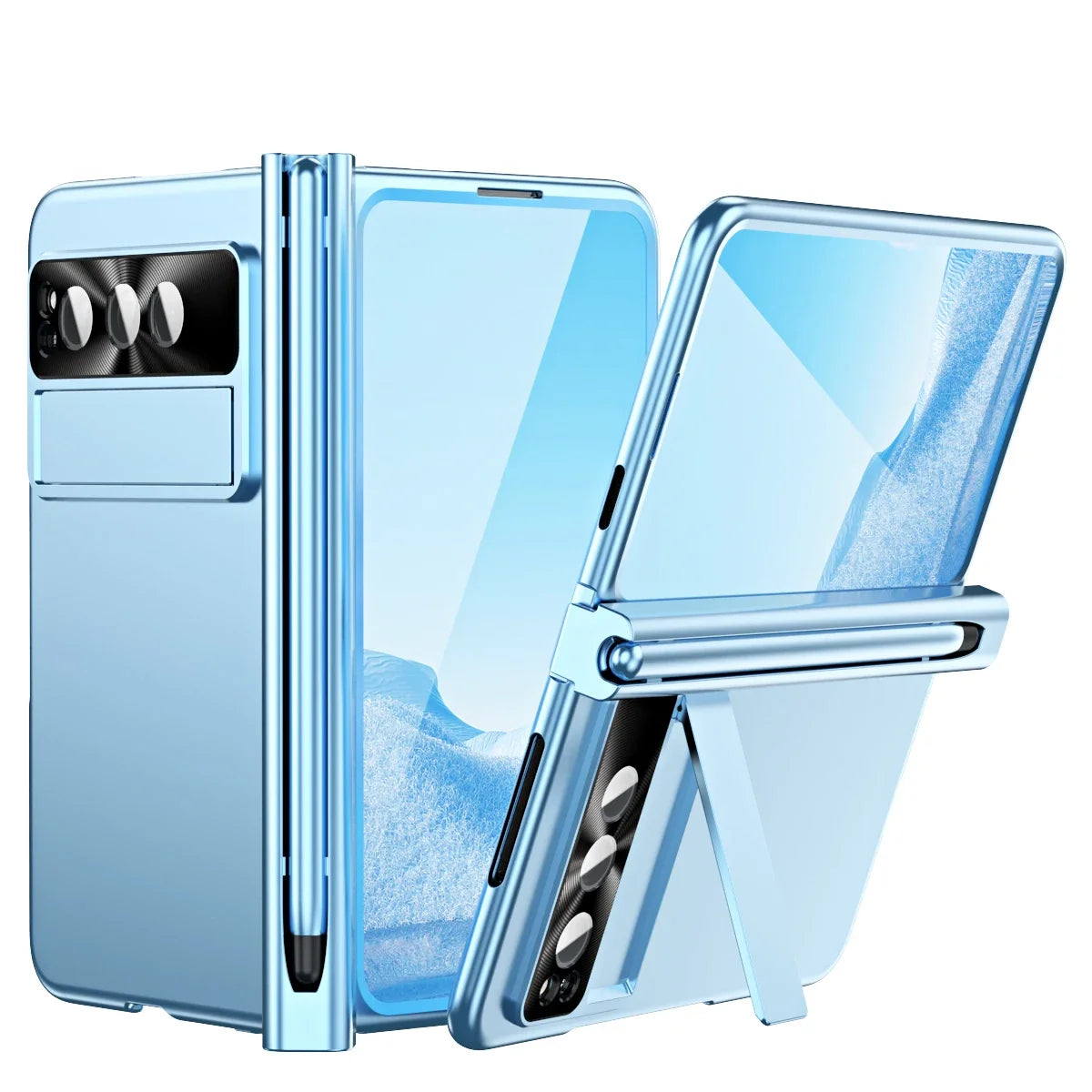 For Google Pixel Fold Electroplating Case with Pen Slot Hinge Full Protection Magnetic Hinge Automatic Adsorption Phone Cover