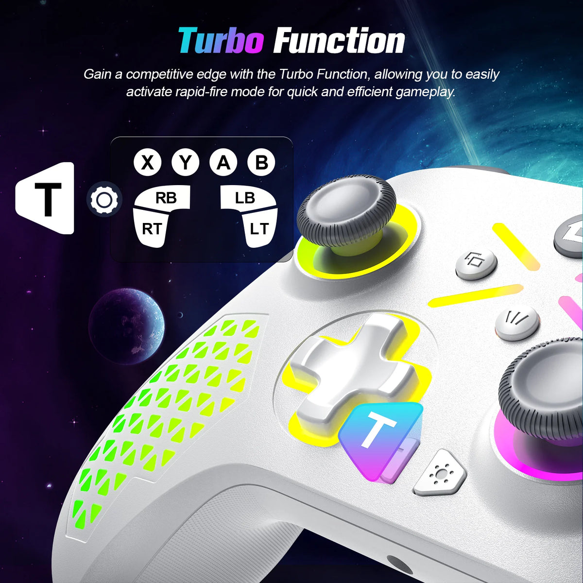 Turpow RGB Gamepad For Xbox One Controller,Xbox Seris S/X Dual Vibra 6Axis Gyroscope Wireless Game Xbox Console