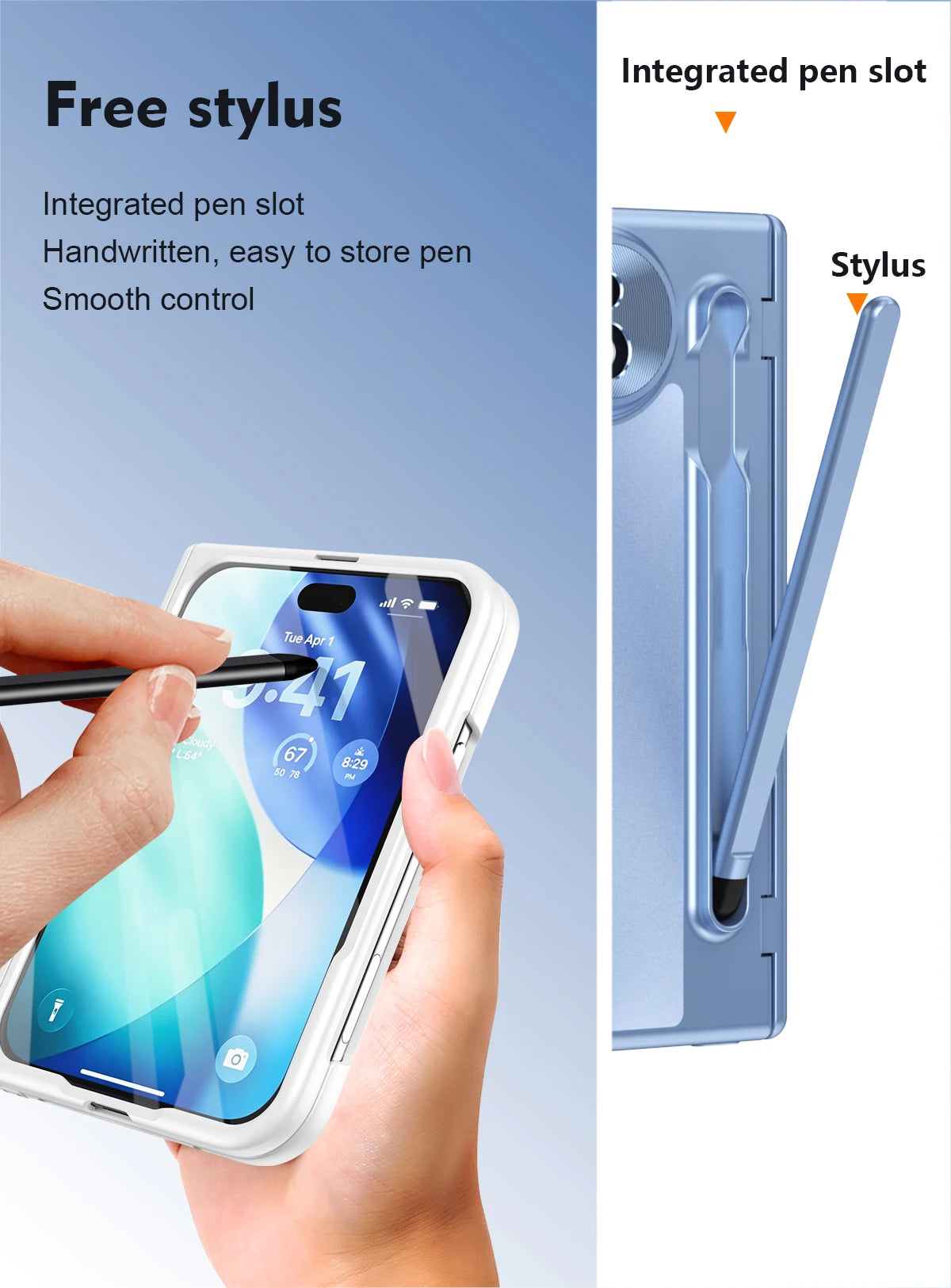Suitable for iPhone Duo Folding Case Tempered Film Stylus Hinge Stand Protects Back Cover-Phone Case Funda