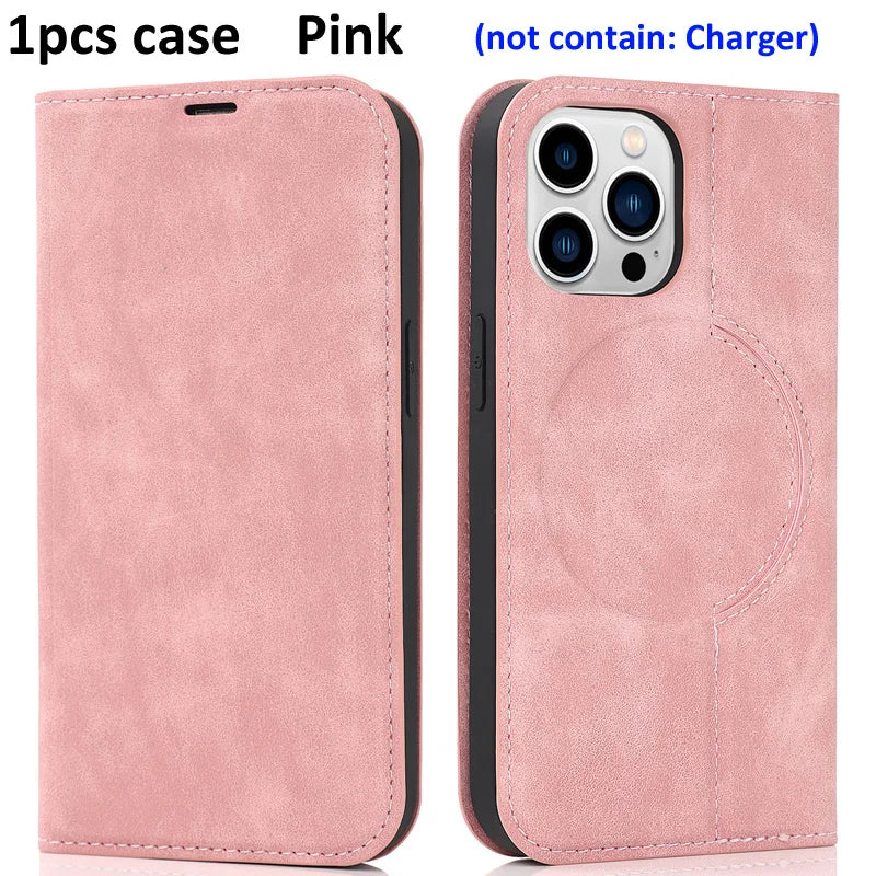 For Magsafe Wallet Leather Flip Case For iPhone 12 13 14 15 16 Pro Max mini Magnetic Wireless Charging Book Folio Cover