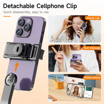 TOKQI Mini Selfie Stick Tripod with 3 Color Fill Light Detachable Holder 360 Rotation Bluetooth Remote for Vlog Live Streaming