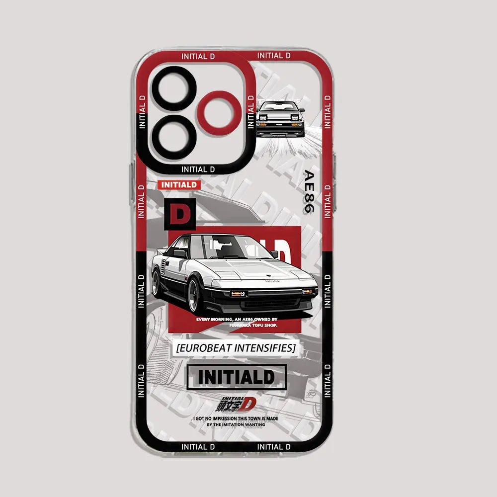 Anime Initial D AE86 Phone Case For iPhone 15 14 13 12 11 Mini Pro Max X XR XSMax 6S 6 7 8 Plus SE20 Transparent Cover