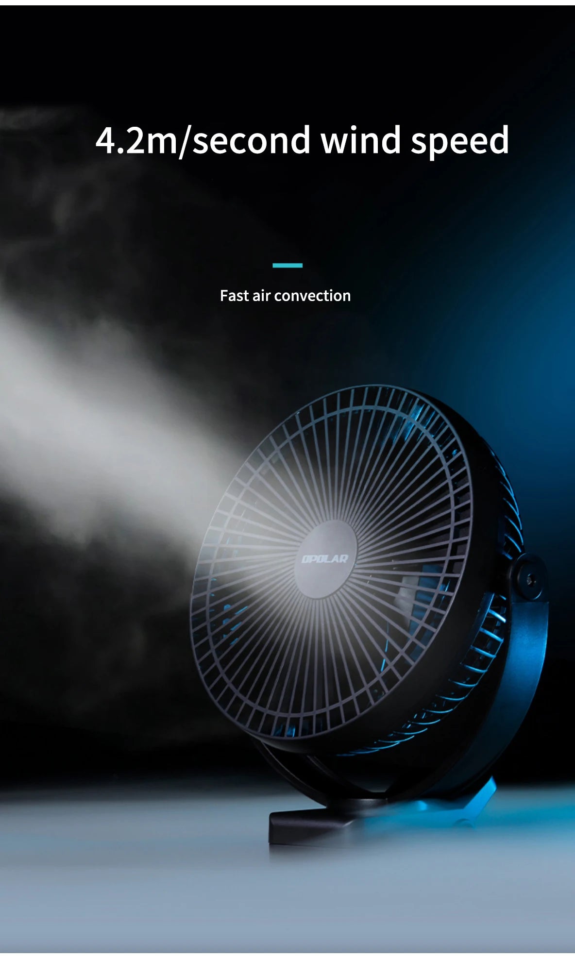 OPOLAR Rechargeable 8inch Clip Fan Strong Silent Wind Mini USB Fan Sturdy Clamp for Baby Stroller Camping Home Outdoor 10,000mAh