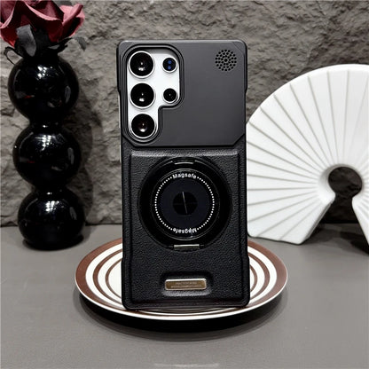 360 Rotating Bracket Hard PC Phone Case For Magsafe Samsung S26 S25 S24 S23 S22 Ultra Plus Magnetic Stand Holder Frameless Cover
