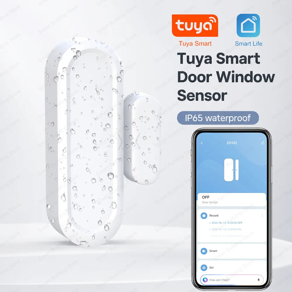 IP65 Tuya Zigbee WiFi Door Window Magnetic Sensor Wireless Connection Smart Home Protection Waterproof Door Detectors Automation