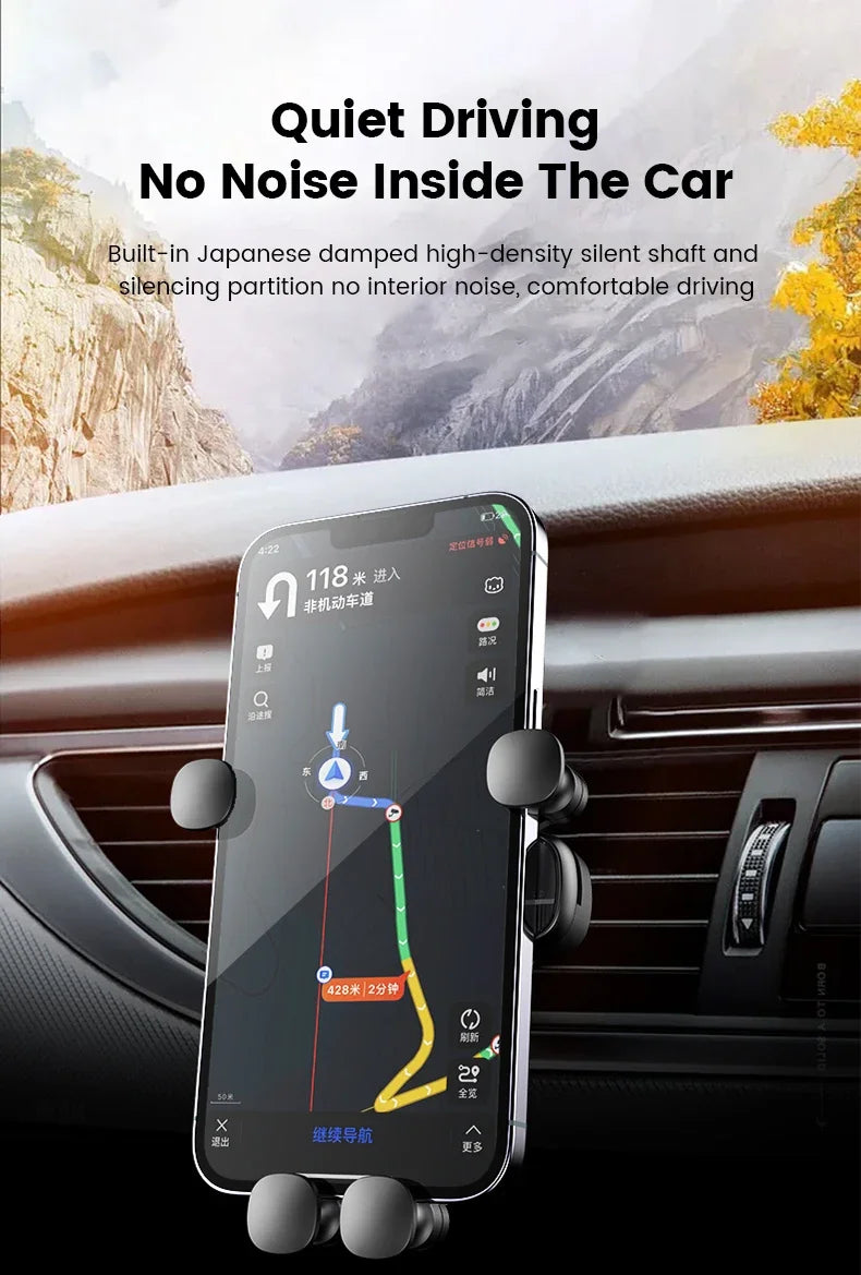 Gravity Car Phone Holder Air Vent Mount Cell Phone Holder in Car Mobile Support For iPhone16 15 14 13 12 Xiaomi GPS Stand