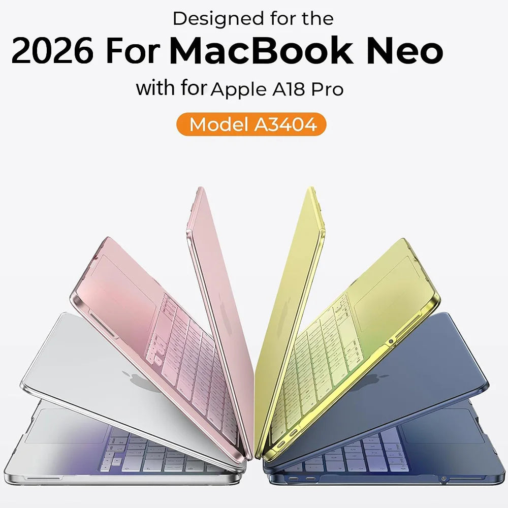 Crystal Clear Laptop Case For Macbook Neo 13 A3404 Case Mac Book Neo A18 Pro Chip 2026 Scratch Resistant Protective Cases Cover