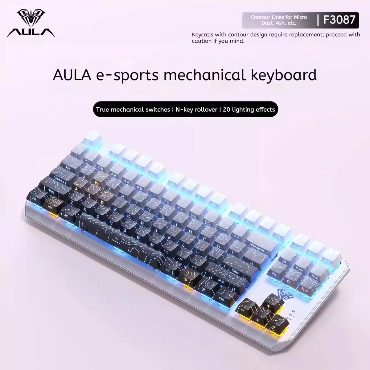 AULA F3087 Pro/F3087 Mechanical Keyboard 75% Layout Backlight Wired Full Key No Punch for Office E-Sport Gaming Keyboard