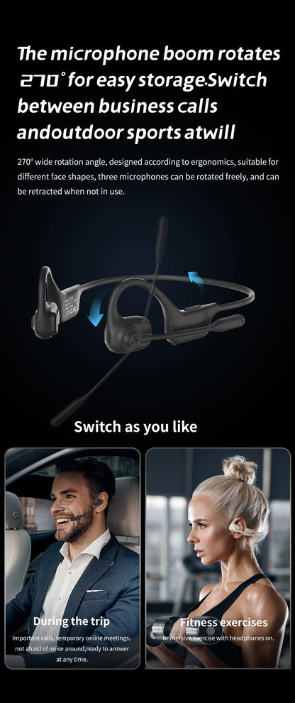 DG09 Bone Conduction Headphone Wireless Bluetooth 5.3 Headset Outdoor Sport Earphones IPX5 Waterproof Hands-free with Microphone