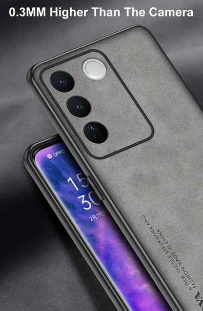 For Vivo V27E V27 E Case Luxury PU Leather Phone Case For Vivo V27 S16 Pro 5G S16E Back Cover Matte Silicone Full Protection