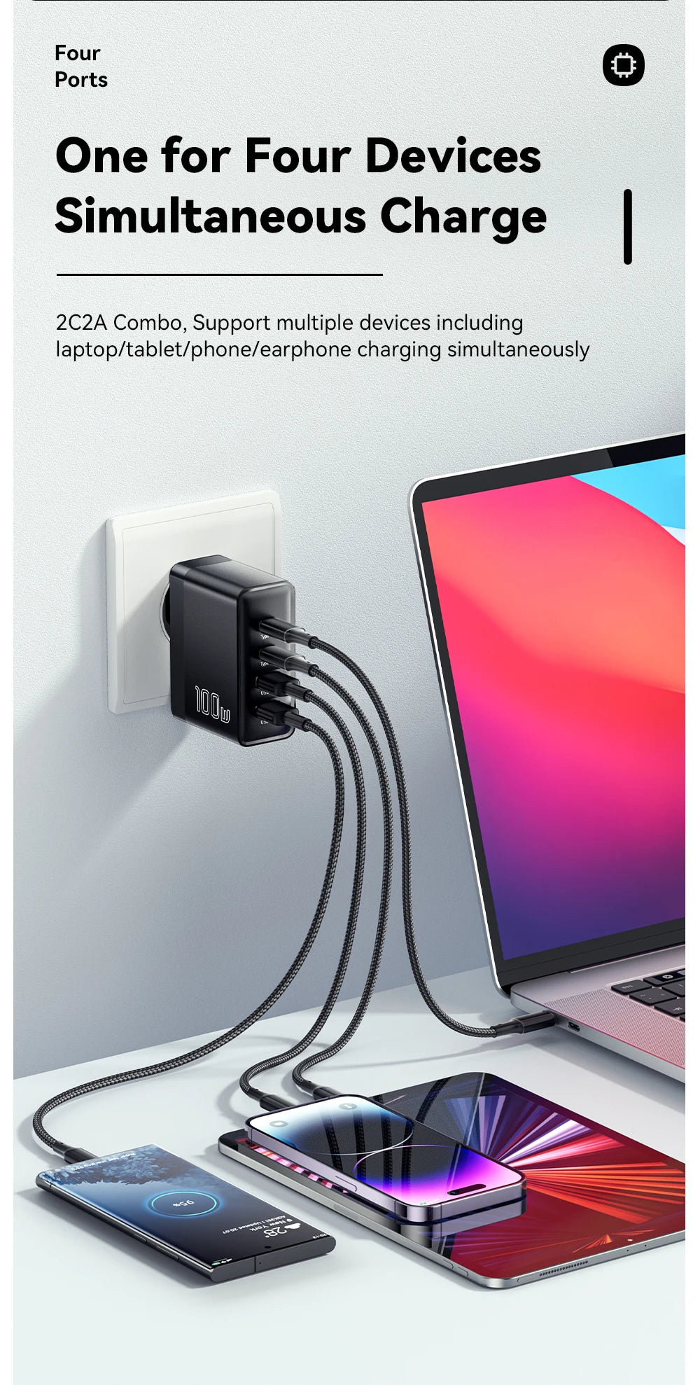 Essager 100W USB Type C Charger 65W PD Quick Charge4.0 3.0 Type-C Fast Charging For iPhone 14 13 12 Xiaomi Macbook 13 Pro Laptop
