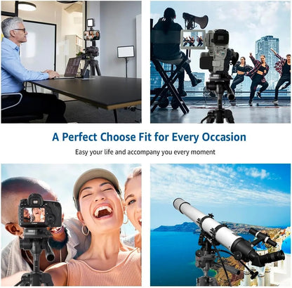 63''/160cm Video Tripod Monopod, 3 Way Pan Tilt Head, Overhead Camera Mount, Horizontal Central Axis, Phone Holder Compatible wi