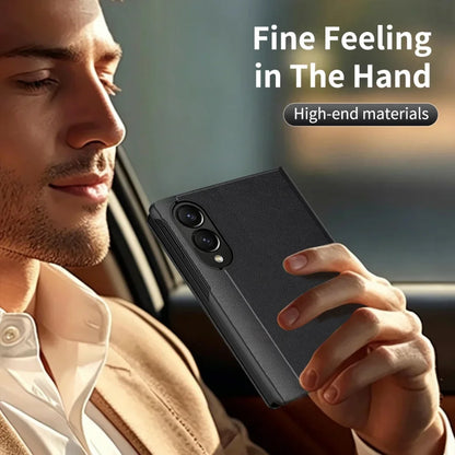 Luxury Leather Wallet Card Slot Smart View Case for Samsung Galaxy Z Fold 8 Fold8 Wide Flip-Free Answering Wake Up Flip Cover