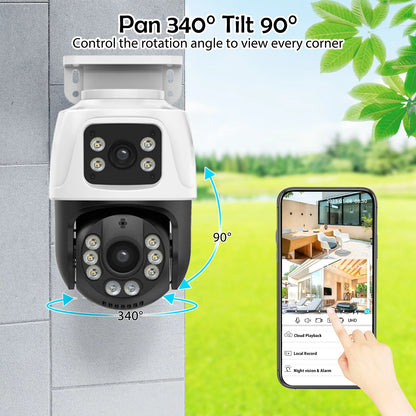 Gadinan 6MP Dual Lens PTZ POE IP Camera Outdoor Home Video Security Surveillance Motion Detection CCTV Support Onvif XMEye iCSee