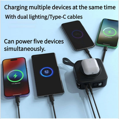 Magnetic Wireless Charging Bank 10000mAh PD22.5W Built-in Cable Plug 3in1 Fast Charging Portable Power Bank for iPhone 17 16 15