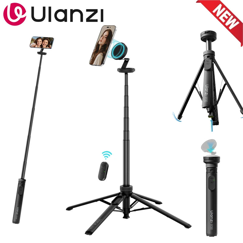 Ulanzi MT85 Automatic Phone Tripod Smartphone Selfie Stick Stand 1.5M With Bluetooth Controller 10M Wireless Magsafe for TikTok