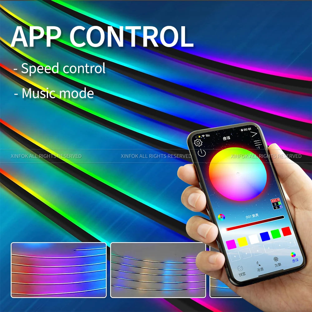 110cm  APP Control Car Ambient Lights LED Interior RGB Symphony Atmosphere Light  Acrylic Strips Dashboard Decoration Sunroof