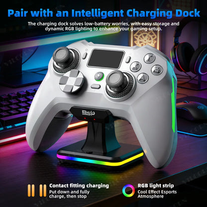 G8 Wireless Game Controller for PC Switch Android iOS Mobile Phone 4 Hall Operation-with TMR Hall Joystick, 30-90gf Adjustable Damping, Smart Screen, Turbo Macro RGB Light, 6-Axis Vibration Gamepad