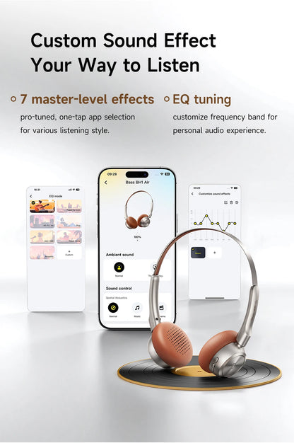 Baseus BH1 Air Wireless Headphones Bluetooth 6.0 ENC Noise Cancellation Lightweight 90g Over Ear Headset 80H Earphone