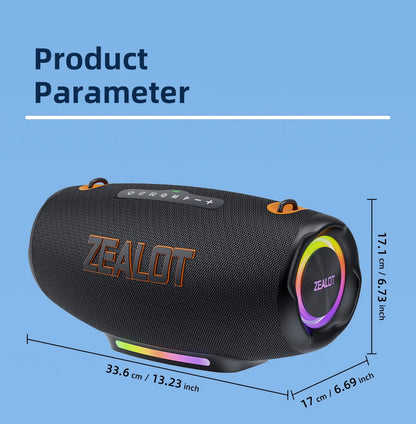 ZEALOT S127100W Powerful subwoofer Portable wireless speaker,24000mAh Battery,RGB Light,Great for Gift-Giving Birthday/Christmas