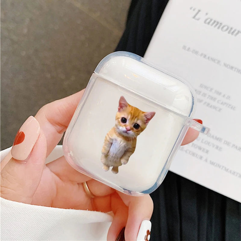 Funny Cute Cartoon Cat Earphone Case For Apple AirPods 4 2 Pro 3 2 Couple Soft Transparent Cover For Airpod 1 3 Protective Shell